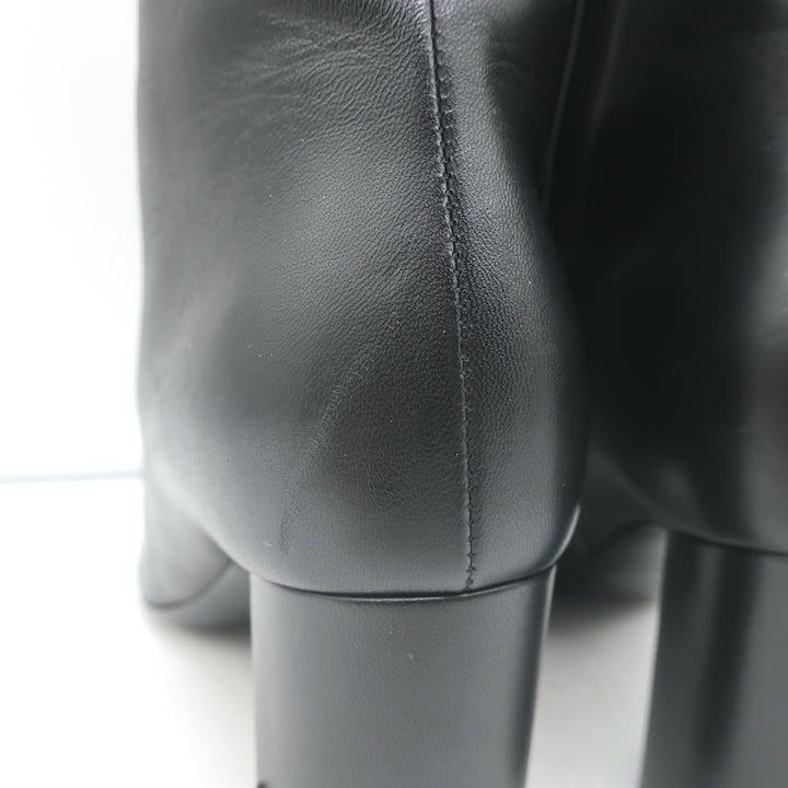 Saint Laurent Lou Ankle Boots Black Leather Size 36
