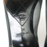 Vintage Chanel CC-Embroidered Cap Toe Pumps Black Mesh & Leather Size 36