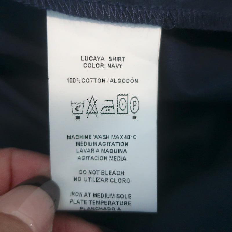Silvia Tcherassi Lucaya Puff Sleeve Blouse Navy Cotton Size Large NEW