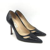 Jimmy Choo Margo Cutout Pointed Toe Pumps Black Patent Leather Size 36