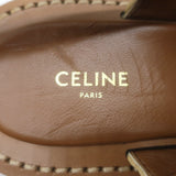 Celine Triomphe Raffia & Leather Flat Ankle Strap Sandals Brown Size 40