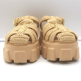 Prada Monolith Raffia Fisherman Sandals Natural Size 38