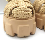 Prada Monolith Raffia Fisherman Sandals Natural Size 38
