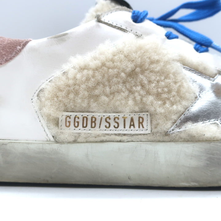 Golden Goose Superstar Shearling Low Top Sneakers White Leather Size 36 NEW