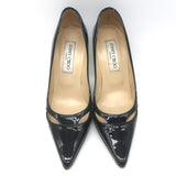 Jimmy Choo Margo Cutout Pointed Toe Pumps Black Patent Leather Size 36