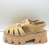 Prada Monolith Raffia Fisherman Sandals Natural Size 38