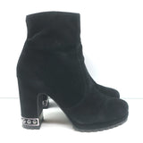 Karl Lagerfeld Lenore Ankle Boots Black Suede Size 8 Platform Booties