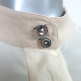 Brunello Cucinelli Contrast-Neck Blouse Ivory Stretch Silk Size Large