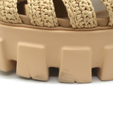 Prada Monolith Raffia Fisherman Sandals Natural Size 38