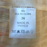 Chloe Ruched-Sleeve Blouse Ivory Printed Windowpane Check Silk Size 36