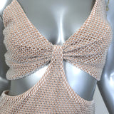 Alice + Olivia Havana Cut-Out Crystal Fishnet Maxi Dress Silver Size 6