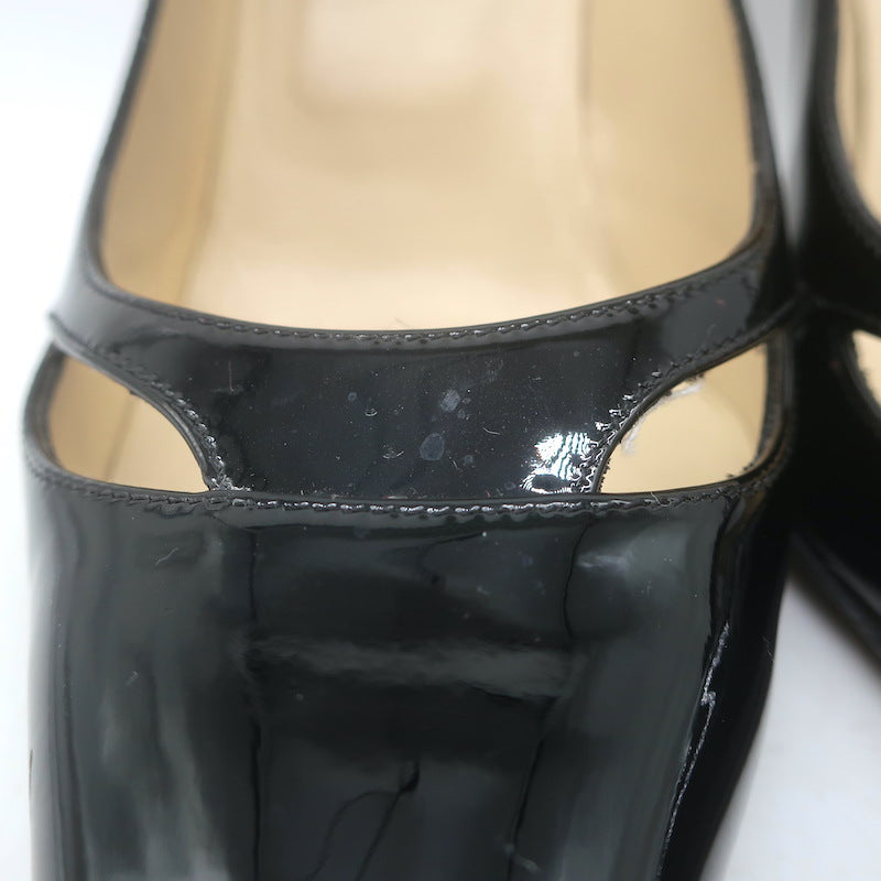 Jimmy Choo Margo Cutout Pointed Toe Pumps Black Patent Leather Size 36