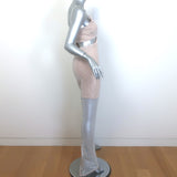 Alice + Olivia Havana Cut-Out Crystal Fishnet Maxi Dress Silver Size 6