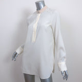 Brunello Cucinelli Contrast-Neck Blouse Ivory Stretch Silk Size Large