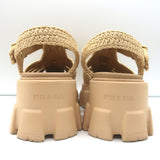 Prada Monolith Raffia Fisherman Sandals Natural Size 38