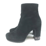Karl Lagerfeld Lenore Ankle Boots Black Suede Size 8 Platform Booties