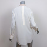 Brunello Cucinelli Contrast-Neck Blouse Ivory Stretch Silk Size Large
