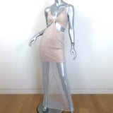 Alice + Olivia Havana Cut-Out Crystal Fishnet Maxi Dress Silver Size 6