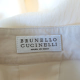 Brunello Cucinelli Contrast-Neck Blouse Ivory Stretch Silk Size Large