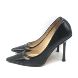 Jimmy Choo Margo Cutout Pointed Toe Pumps Black Patent Leather Size 36