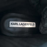 Karl Lagerfeld Lenore Ankle Boots Black Suede Size 8 Platform Booties