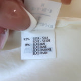 Brunello Cucinelli Contrast-Neck Blouse Ivory Stretch Silk Size Large