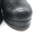 Chanel CC Cap Toe Quilted-Platform Lace-Up Booties Black Leather Size 40