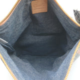 Clare V. Stripe Foldover Clutch Sage/Pink Snake-Embossed Leather