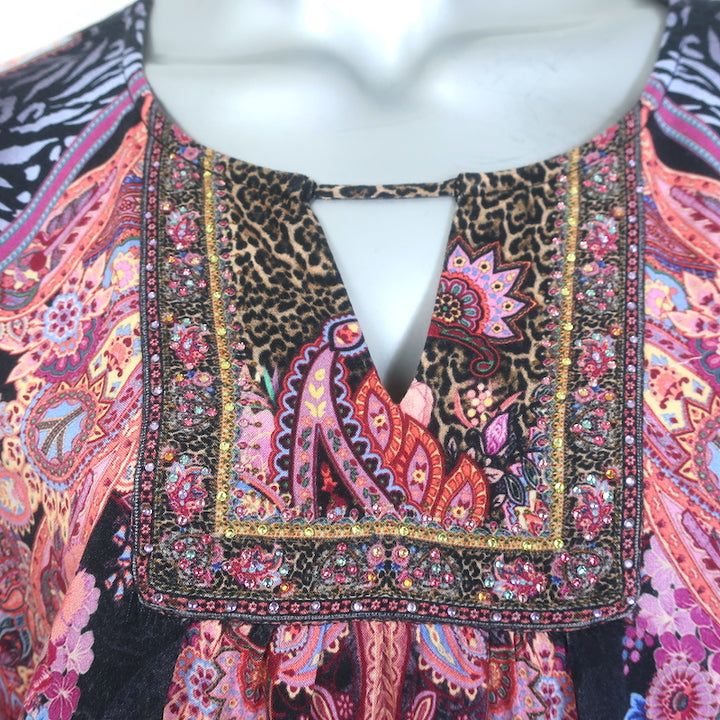 Milla by Camilla Mayfair Mary Batwing Mini Dress Multi Paisley Print Size Small