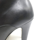 Chanel CC Cap Toe Quilted-Platform Lace-Up Booties Black Leather Size 40