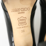 Jimmy Choo Margo Cutout Pointed Toe Pumps Black Patent Leather Size 36
