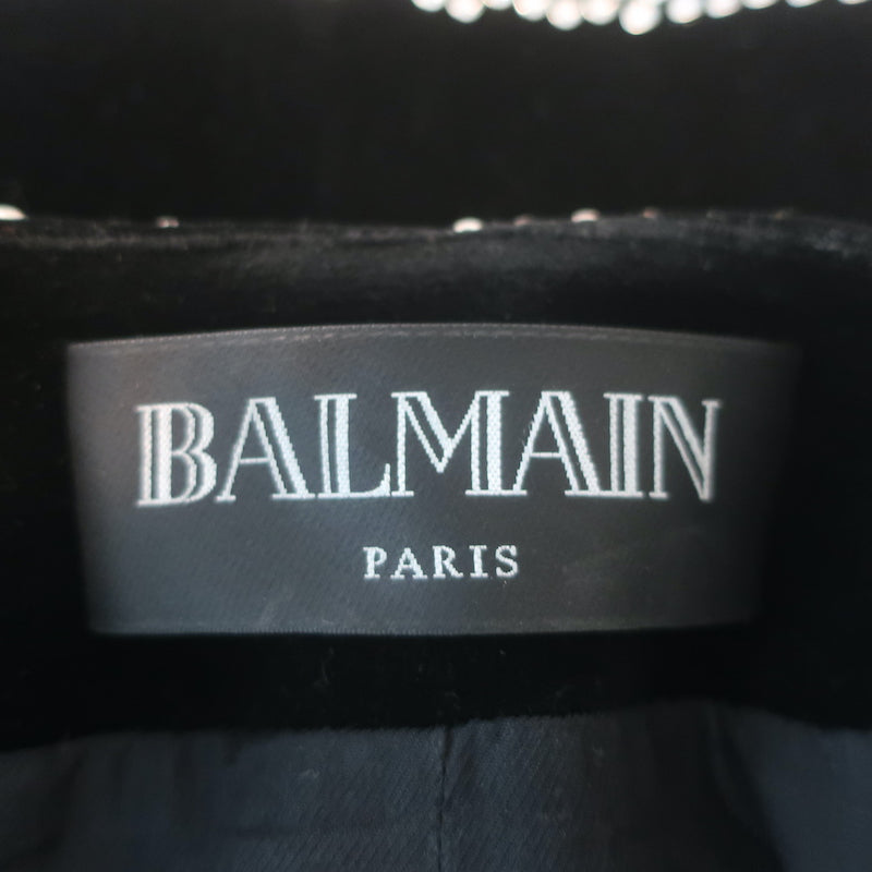 Balmain Crystal-Embellished Velvet Blazer Black Size 34 V-Neck Jacket