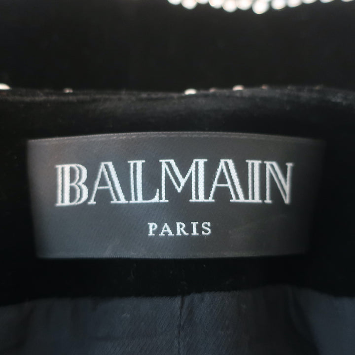 Balmain Crystal-Embellished Velvet Blazer Black Size 34 V-Neck Jacket