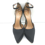 Sam Edelman Andie Platform Pumps Black Satin Size 7.5 Ankle Strap Heels