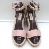 Valentino Rockstud Espadrille Wedge Sandals Light Pink Leather Size 36 NEW
