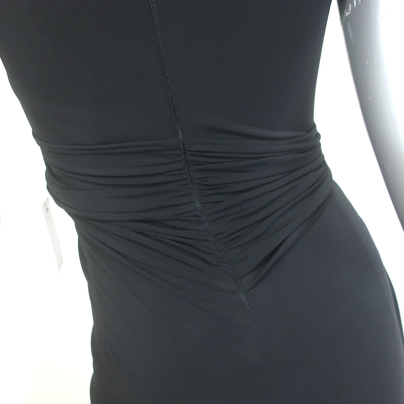 Herve Leger Mila Gown Black Stretch Jersey Size Small Sleeveless Maxi Dress NEW
