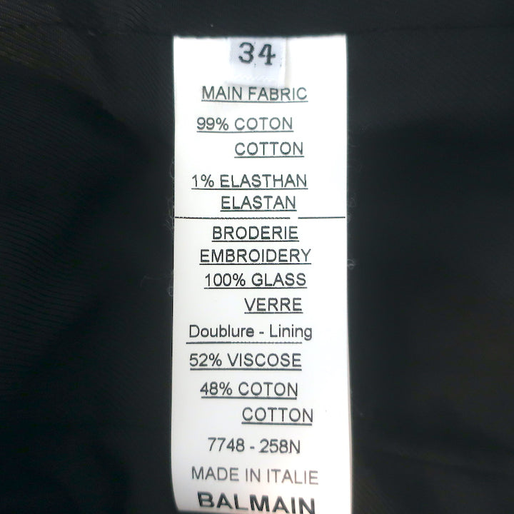Balmain Crystal-Embellished Velvet Blazer Black Size 34 V-Neck Jacket
