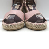 Valentino Rockstud Espadrille Wedge Sandals Light Pink Leather Size 36 NEW