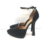 Sam Edelman Andie Platform Pumps Black Satin Size 7.5 Ankle Strap Heels