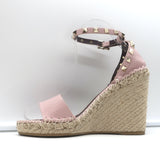Valentino Rockstud Espadrille Wedge Sandals Light Pink Leather Size 36 NEW