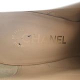 Chanel CC Cap Toe Quilted-Platform Lace-Up Booties Black Leather Size 40