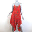 Milla by Camilla Paradise Circus Handkerchief Hem Midi Dress Red Silk Size Small