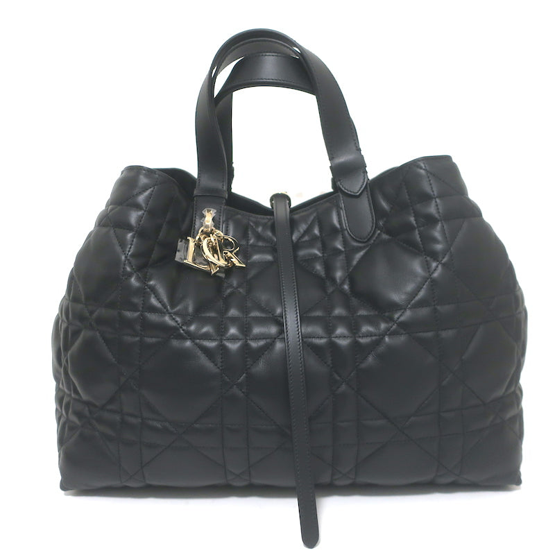 Christian Dior Large Toujours Bag Black Macrocannage Calfskin Leather NEW