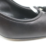 Chanel 05A CC Camellia Pointed Toe Slingback Pumps Black Leather Size 36