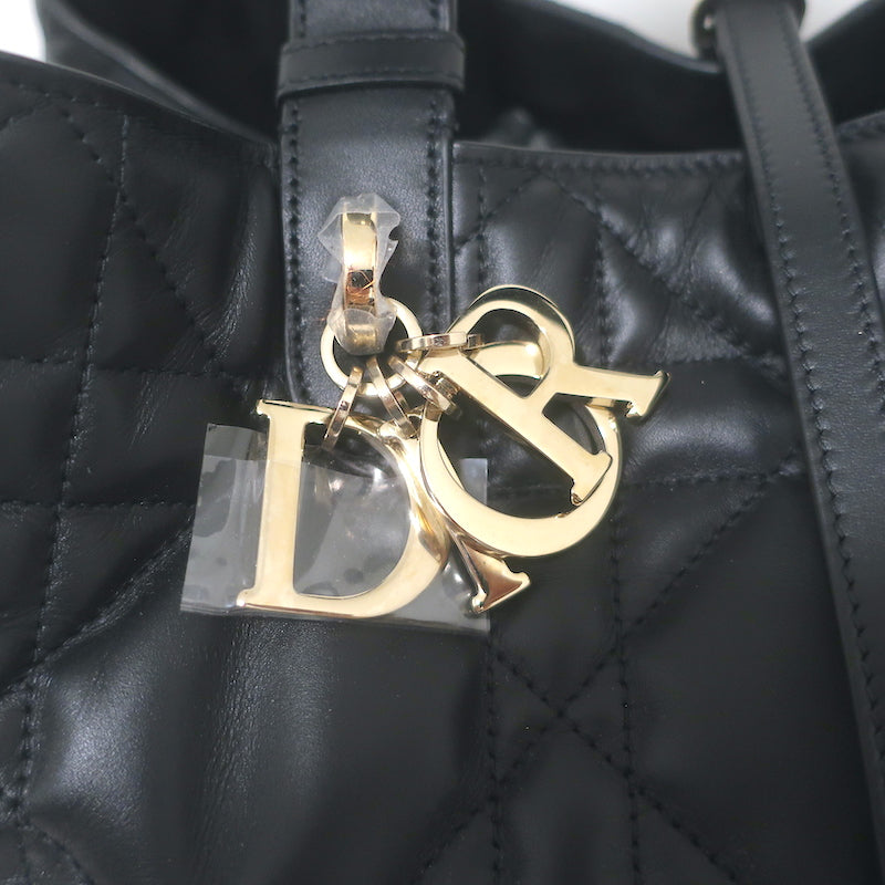 Christian Dior Large Toujours Bag Black Macrocannage Calfskin Leather NEW