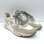 Golden Goose Running Sole Glitter Sneakers Silver & White Fabric Size 38