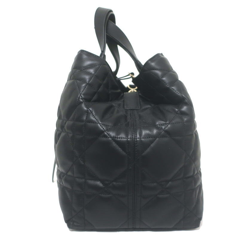 Christian Dior Large Toujours Bag Black Macrocannage Calfskin Leather NEW