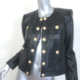 L'Agence Jayde Collarless Leather Jacket Black Size 2 NEW