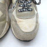 Golden Goose Running Sole Glitter Sneakers Silver & White Fabric Size 38