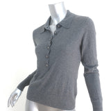 L'Agence Sterling Collared Sweater Gray Cotton-Silk Knit Size Small